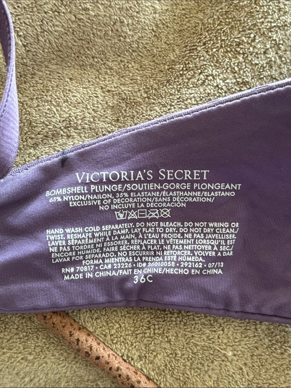 Victoria's Secret Bombshell Plunge Smooth Purple Rhinestone Studded Push-Up Bra